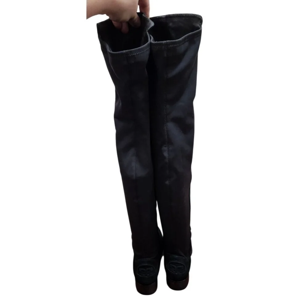 Tory Burch Caitlin Stretch Suede Over-The-Knee Boots, Black Size 7  $550